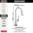 9982T-PR-DST Emmeline Single Handle Pull Down Bar or Prep Faucet with Touch2O Technology, Lumicoat Chrome