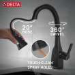 9983T-BL-DST Mateo Single Handle Pull Down Bar or Prep Faucet with Touch2O Technology, Matte Black