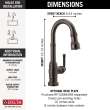 9990T-RB-DST Broderick Single Handle Pull Down Bar or Prep Faucet with Touch2O Technology, Venetian Bronze
