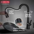 9991T-BL-DST Monrovia Single Handle Pull Down Bar or Prep Faucet with Touch2O Technology, Matte Black