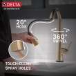 9991T-CZ-PR-DST Monrovia Single Handle Pull Down Bar or Prep Faucet with Touch2O Technology, Lumicoat Champagne Bronze
