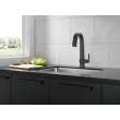 9993-BL-DST Pivotal Single Handle Pull Down Bar or Prep Faucet, Matte Black