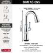 9997T-PR-DST Cassidy Single Handle Pull Down Bar or Prep with Touch2O Technology, Lumicoat Chrome