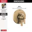 T17056-CZ Dorval Monitor 17 Series Valve Trim Only, Champagne Bronze