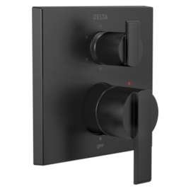 T24967-BL Ara Angular Modern Monitor 14 Series Valve Trim with 6-Setting Integrated Diverter, Matte Black
