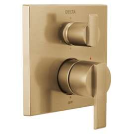 T24967-CZ Ara Angular Modern Monitor 14 Series Valve Trim with 6-Setting Integrated Diverter, Champagne Bronze