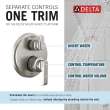 T24989-SS-PR Tetra 14 Series Integrated Diverter Trim with 6-Setting, Lumicoat Stainless