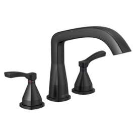 T2776-BL Stryke Delta Stryke Three Hole Roman Tub Trim, Matte Black
