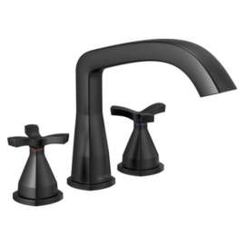 T27766-BL Stryke Delta Stryke Three Hole Roman Tub Trim, Matte Black