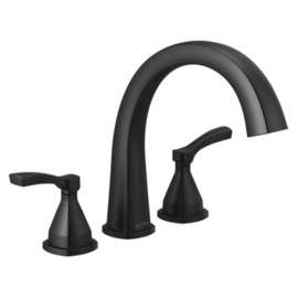 T2777-BL Stryke Delta Stryke Three Hole Roman Tub Trim, Matte Black