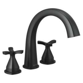 T27776-BL Stryke Delta Stryke Three Hole Roman Tub Trim, Matte Black