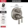 T27856-SS Dorval Traditional 2-Handle Monitor 17 Series Valve Trim with 3 Setting Diverter, Stainless