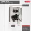 T27867-SS Ara Angular Modern Monitor 17 Series Valve Trim with 3-Setting Integrated Diverter, Stainless