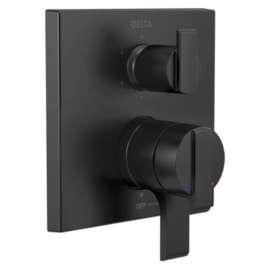 T27967-BL Ara Angular Modern Monitor 17 Series Valve Trim with 6-Setting Integrated Diverter, Matte Black