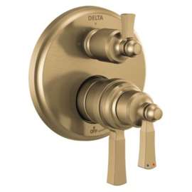 T27T856-CZ Dorval Traditional 2-Handle Monitor 17T Series Valve Trim with 3 Setting Diverter, Champagne Bronze