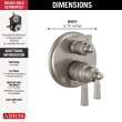 T27T856-SS Dorval Traditional 2-Handle Monitor 17T Series Valve Trim with 3 Setting Diverter, Stainless