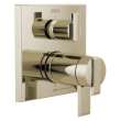 T27T867-PN Ara Angular Modern TempAssure 17T Series Valve Trim with 3-Setting Integrated Diverter, Polished Nickel