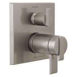 T27T867-SS Ara Angular Modern TempAssure 17T Series Valve Trim with 3-Setting Integrated Diverter, Stainless