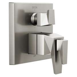 T27T943-SS-PR Trillian Two-Handle Monitor 17T Series Valve Trim with 6-Setting Diverter, Lumicoat Stainless