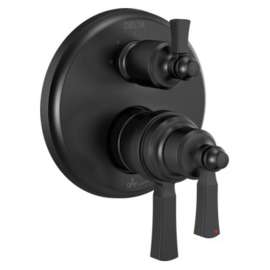 T27T956-BL Dorval Traditional 2-Handle Monitor 17T Series Valve Trim with 6 Setting Diverter, Matte Black