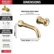 T3558LF-CZWL Trinsic Two Handle Wall Mount Bathroom Faucet Trim, Champagne Bronze