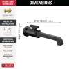 T3589LF-BLWL Tetra Single Handle Wall Mount Bathroom Faucet Trim, Matte Black