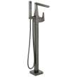 T4743-KS-PR-FL Trillian Delta Trillian Single Handle Floor Mount Tub Filler Trim, Lumicoat Black Stainless