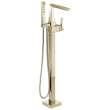 T4743-PN-PR-FL Trillian Delta Trillian Single Handle Floor Mount Tub Filler Trim, Lumicoat Polished Nickel