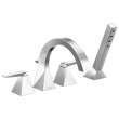T4746-PR Trillian Delta Trillian Two-Handle Roman Tub Trim with Hand Shower, Lumicoat Chrome