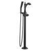 T4756-BLLHP-FL Dorval Delta Dorval Single Handle Floor Mount Tub Filler Trim-Less Handle, Matte Black
