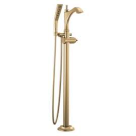 T4756-CZLHP-FL Dorval Delta Dorval Single Handle Floor Mount Tub Filler Trim-Less Handle, Champagne Bronze