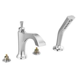 T4756-LHP Dorval Delta Dorval Roman Tub with Hand Shower Trim-Less Handles, Chrome