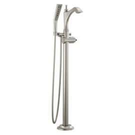 T4756-SSLHP-FL Dorval Delta Dorval Single Handle Floor Mount Tub Filler Trim-Less Handle, Stainless