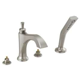 T4756-SSLHP Dorval Delta Dorval Roman Tub with Hand Shower Trim-Less Handles, Stainless