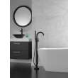 T4759-BLFL Trinsic Delta Trinsic Single Handle Floor Mount Tub Filler Trim with Hand Shower, Matte Black