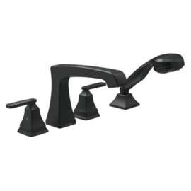 T4764-BL Ashlyn Delta Ashlyn Roman Tub Trim with Hand Shower, Matte Black