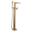 T4774-CZFL Zura Delta Zura Single Handle Floor Mount Tub Filler Trim with Hand Shower, Champagne Bronze