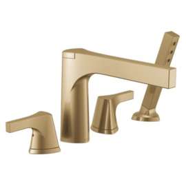 T4774-CZ Zura Delta Zura 4-hole Roman Tub with Handshower Trim, Champagne Bronze