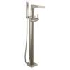 T4774-SSFL Zura Delta Zura Single Handle Floor Mount Tub Filler Trim with Hand Shower, Stainless