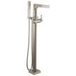 T4774-SSFL Zura Delta Zura Single Handle Floor Mount Tub Filler Trim with Hand Shower, Stainless