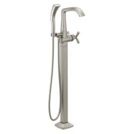 T47766-SSFL Stryke Delta Stryke Single Handle Floor Mount Tub Filler Trim, Stainless