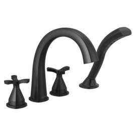 T47776-BL Stryke Delta Stryke Four Hole Roman Tub Trim, Matte Black