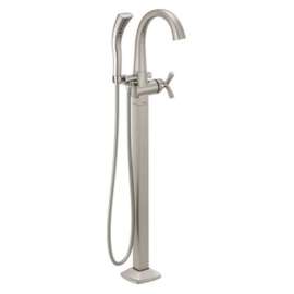 T47776-SSFL Stryke Delta Stryke Single Handle Floor Mount Tub Filler Trim, Stainless