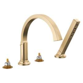 T4788-CZ-PR-LHP Tetra Delta Tetra Roman Tub Trim with Hand Shower, Lumicoat Champagne Bronze