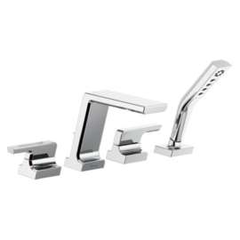 T4799-PR Pivotal Delta Pivotal Roman Tub with Hand Shower Trim, Lumicoat Chrome