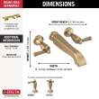 T5756-CZLHP-WL Dorval Delta Dorval Two Handle Wall Mount Tub Filler-Less Handles, Champagne Bronze