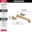 T5759-CZWL Trinsic Delta Trinsic Wall Mounted Tub Filler, Champagne Bronze