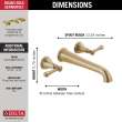 T5797-CZWL Cassidy Delta Cassidy Wall Mounted Tub Filler, Champagne Bronze