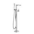 Ara Single Handle Floor Mount Tub Filler Trim with Hand Shower in Chrome