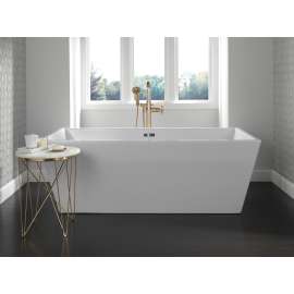 T4797-CZFL-LHP Cassidy Single Handle Floor Mount Tub Filler Trim with Hand Shower Less Handle in Champagne Bronze